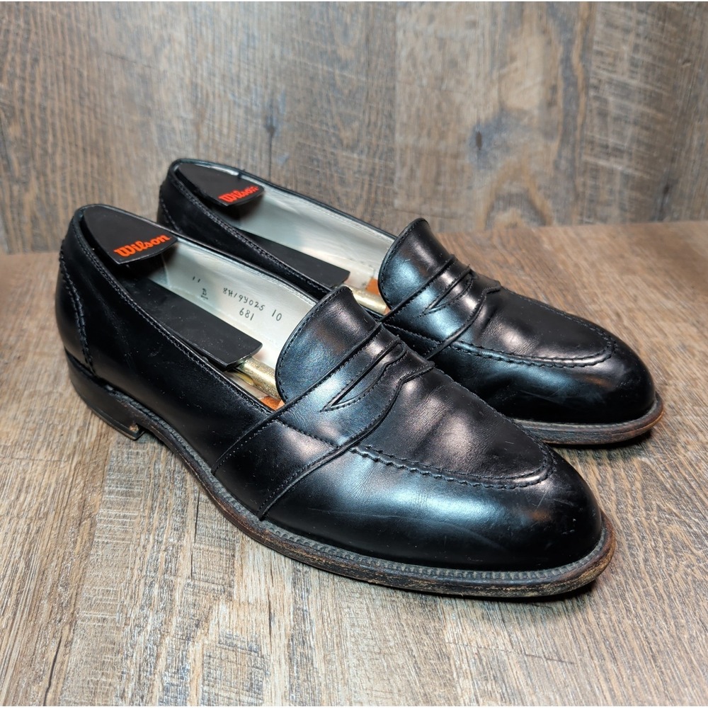 Alden 681 Calf Leather Black Full Strap Penny Loafers Shoes Mens 11 B/D Made USA